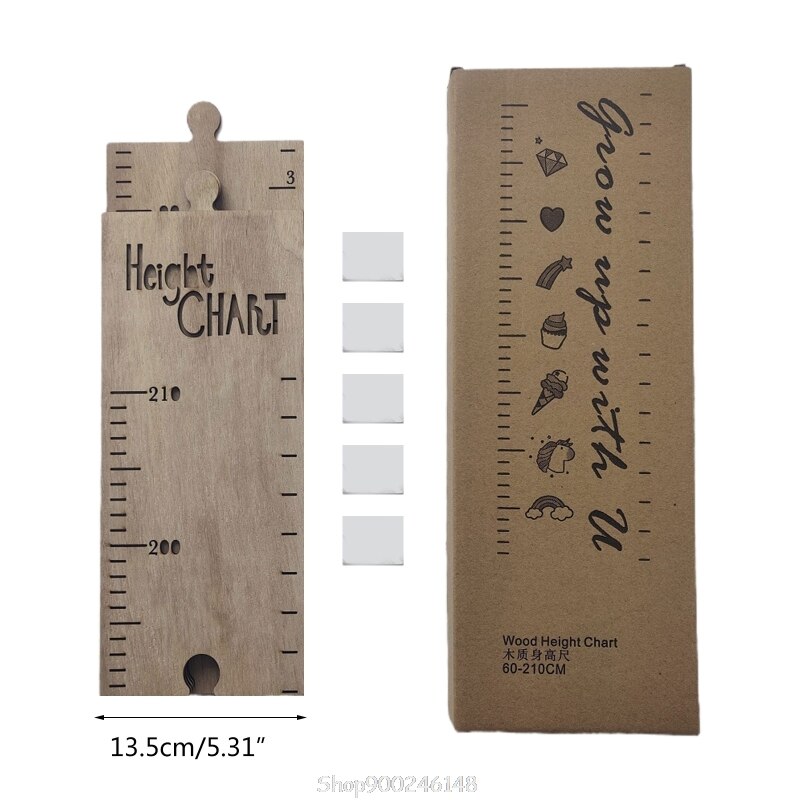 Baby Height Measure Wooden Wall Hanging Ruler Child Kids Growth Chart Bedroom Home Decor Wall Sticker Decorative Props O23 20