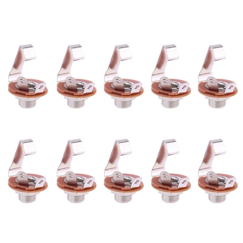 10 Pcs 1/4" 6.35mm Silver Mono Input Jack Socket Electric Guitar Bass Audio