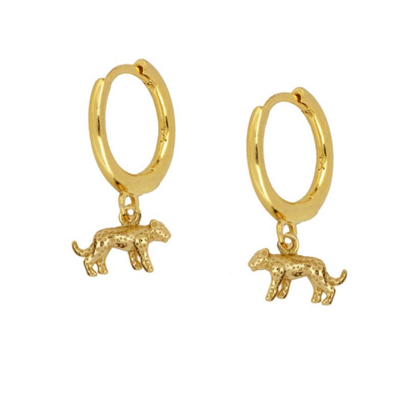 Pendientes ROXI de aro de guepardo animales para mujeres, hombres, , de cumpleaños, cartílago arete de plata 925, joyería, Pendientes: gold