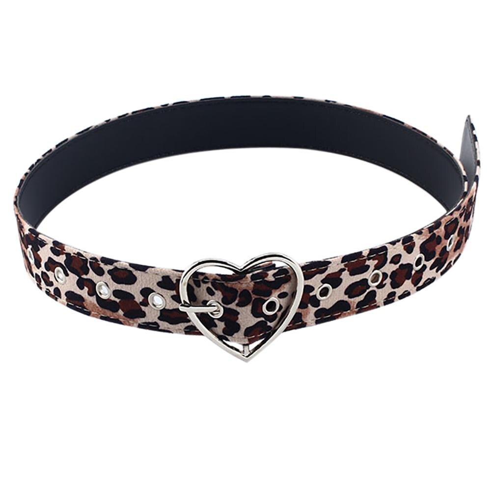 Vrouwen Riem Buikband Paardenhaar Riem Met Luipaard Patroon Metalen Hart Cirkel Gesp Riem: AW