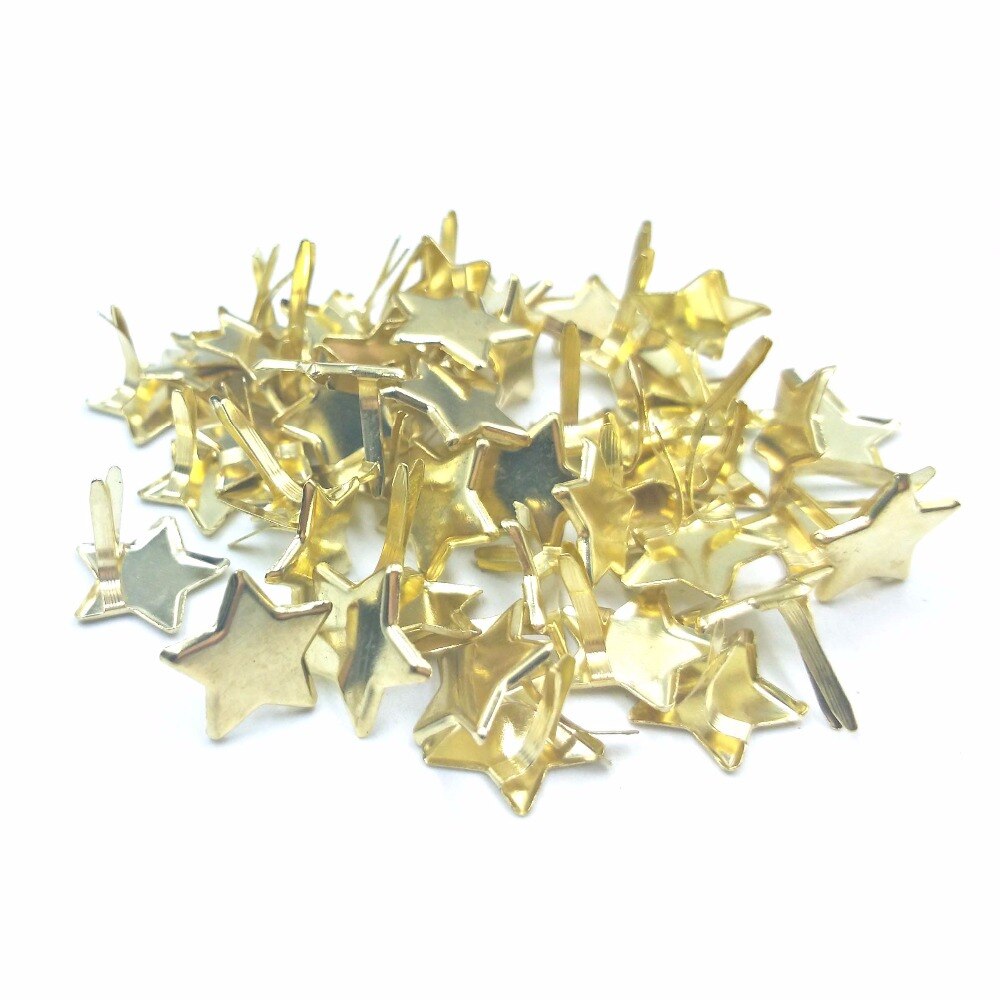 50PCS Gold Star Brads Scrapbooking Embellishment Attache Parisiennes Scrapbook Brads Adornos De Metal Para Scrapbook
