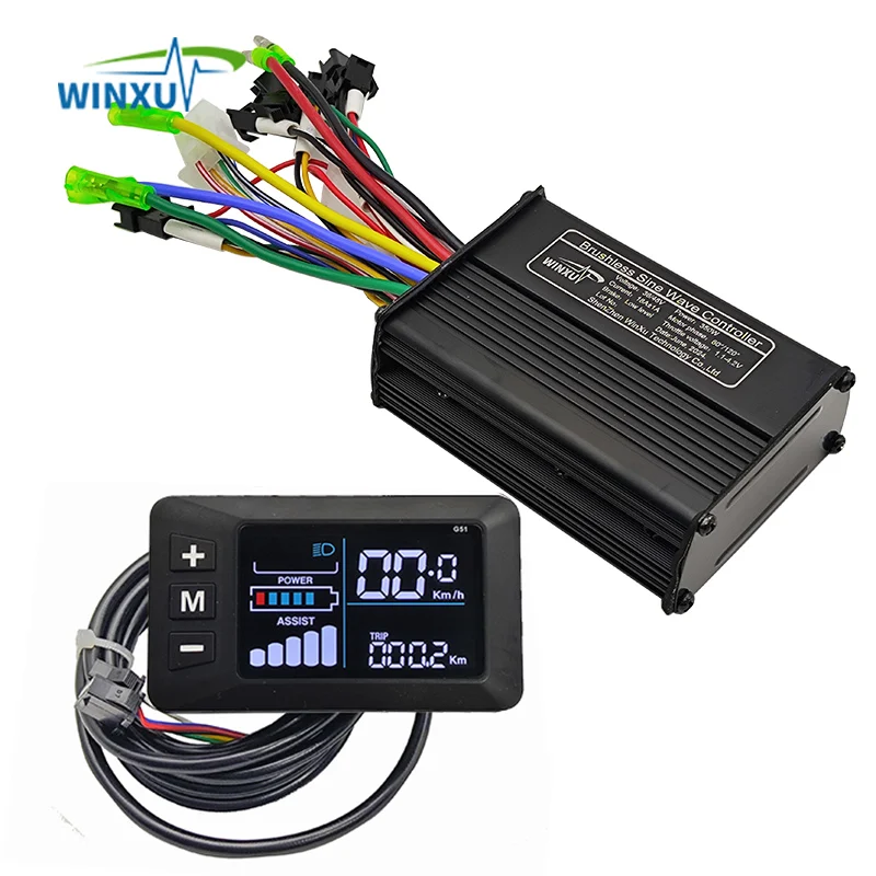 36V 48V 350W 18A E-Bike FOC Sinus Borstelloze Motor Drive Controller G51 Kleuren LCD display Set voor Elektrische Fiets Scooter