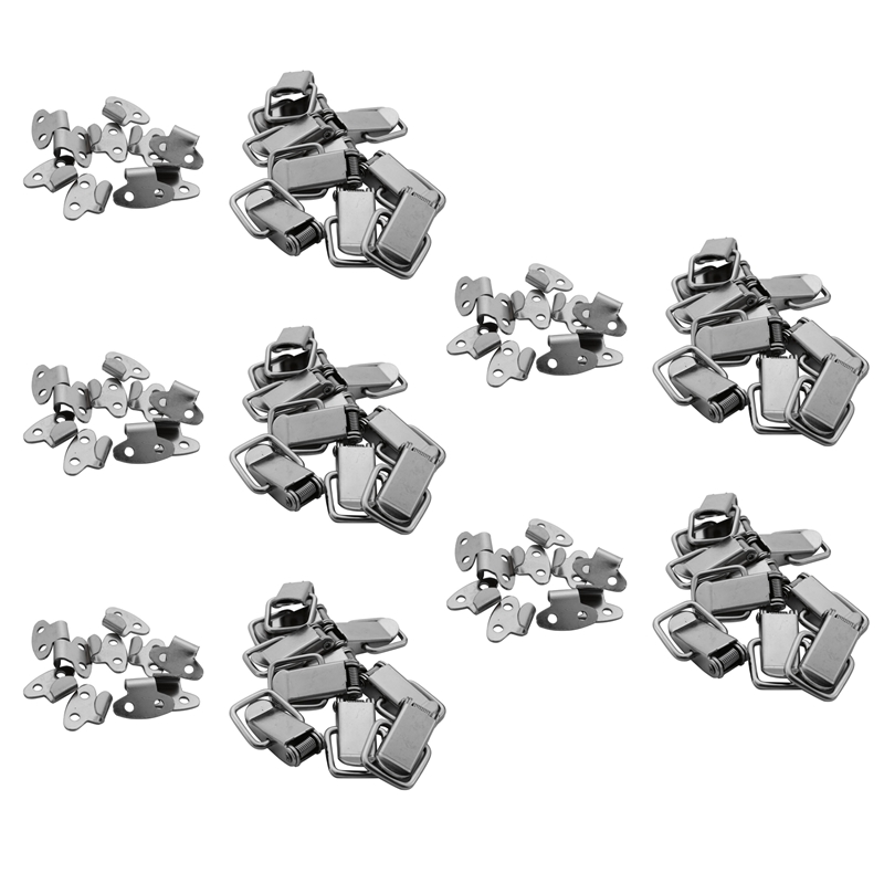 YO-50Pcs Cabinet Spring Loaded Iron Straight Loop Toggle Latch 45Mm Length: Default Title