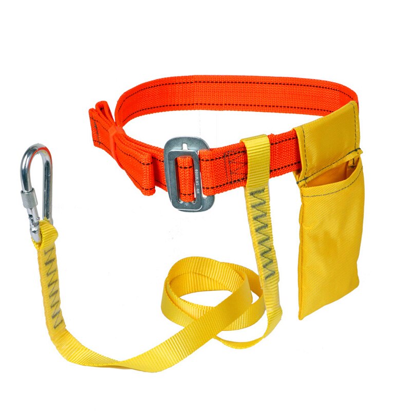 1 Set Single-Waist Type Seatbelt 1.6m Outdoor Construction Building Site Safety Belt Anti-fall High-Altitude Safety Rope: Red
