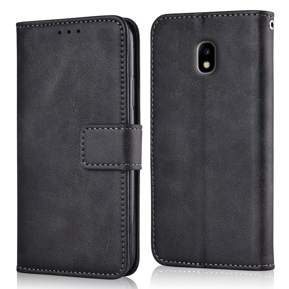 Luxury Flip Leather Case for Samsung Galaxy J3 J330 J330F SM-J330F 5'' Fundas Stand Wallet Soft Cover Phone Bag with Strap