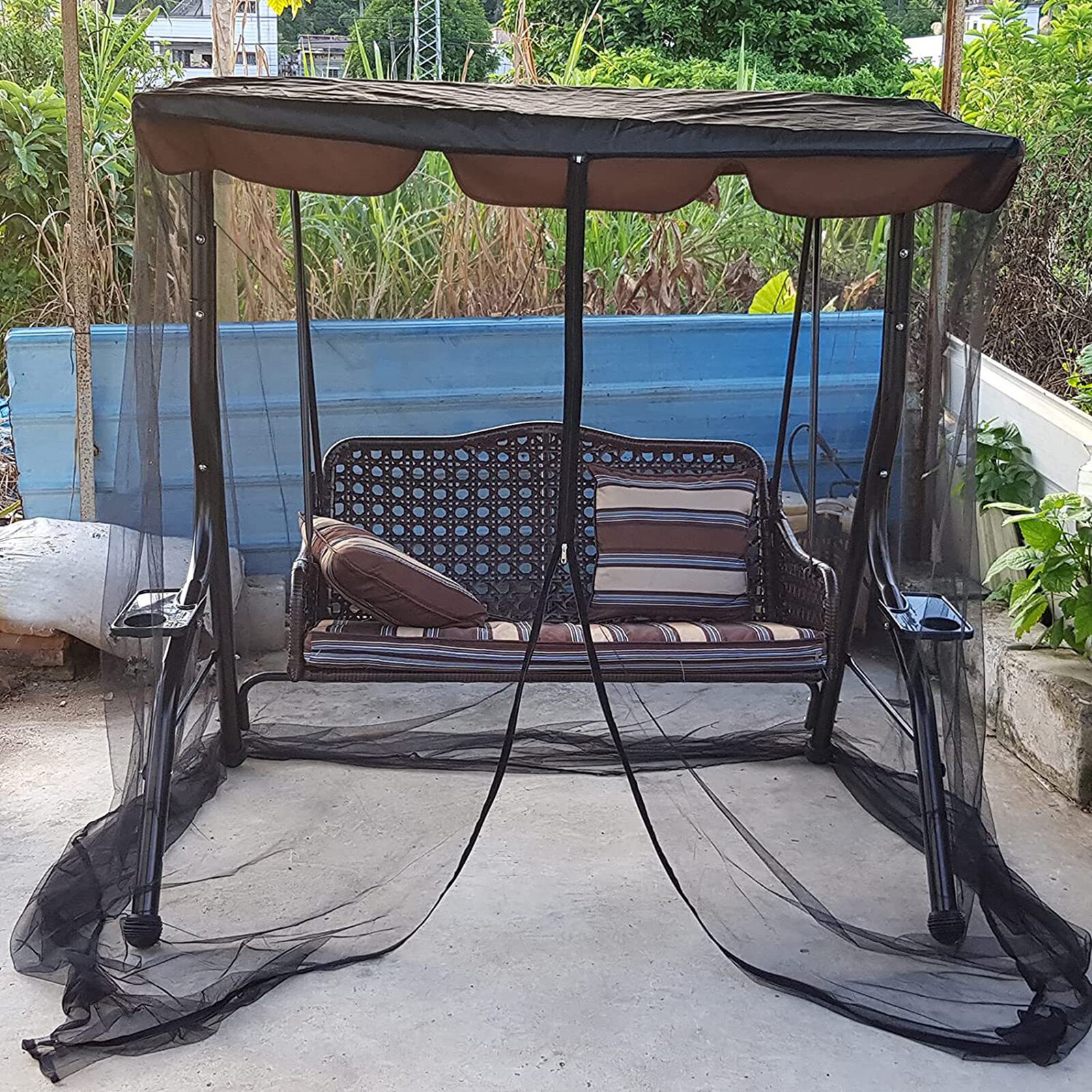 Balcony Swing Cover Mosquito Netting,Zippered Mesh Enclosure Cover Screen,Patio Table Umbrella Garden Deck Furniture