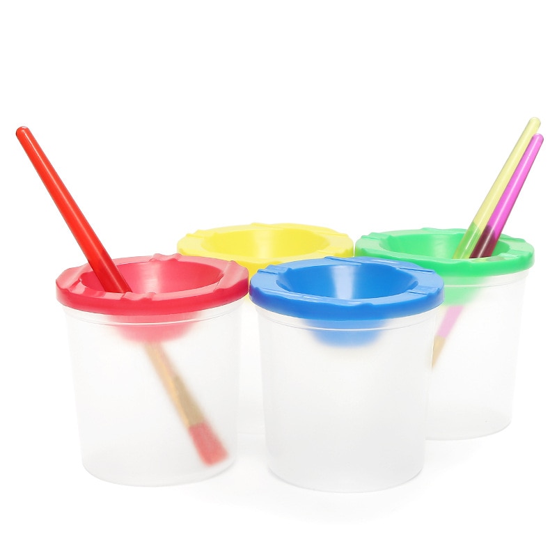 Geschilderd Art Pen Wassen Cup Plastic Transparante Multifunctionele Pen Wassen Emmer Aquarel Verf Schilderen Pen Wassen Cup