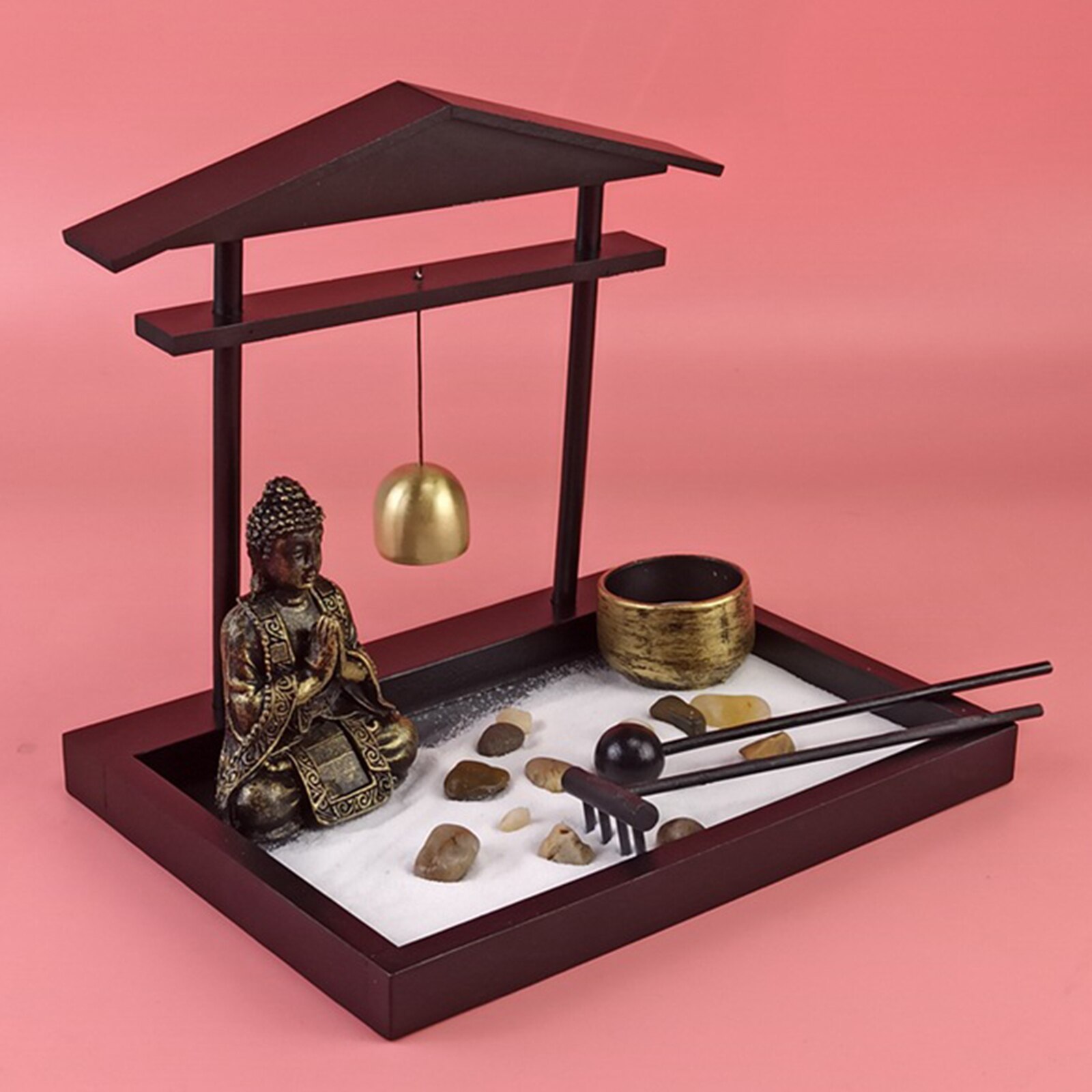 Tabletop Meditation Zen Garden Kit Rock Sand Relaxation Garden Desktop Decor for Friends