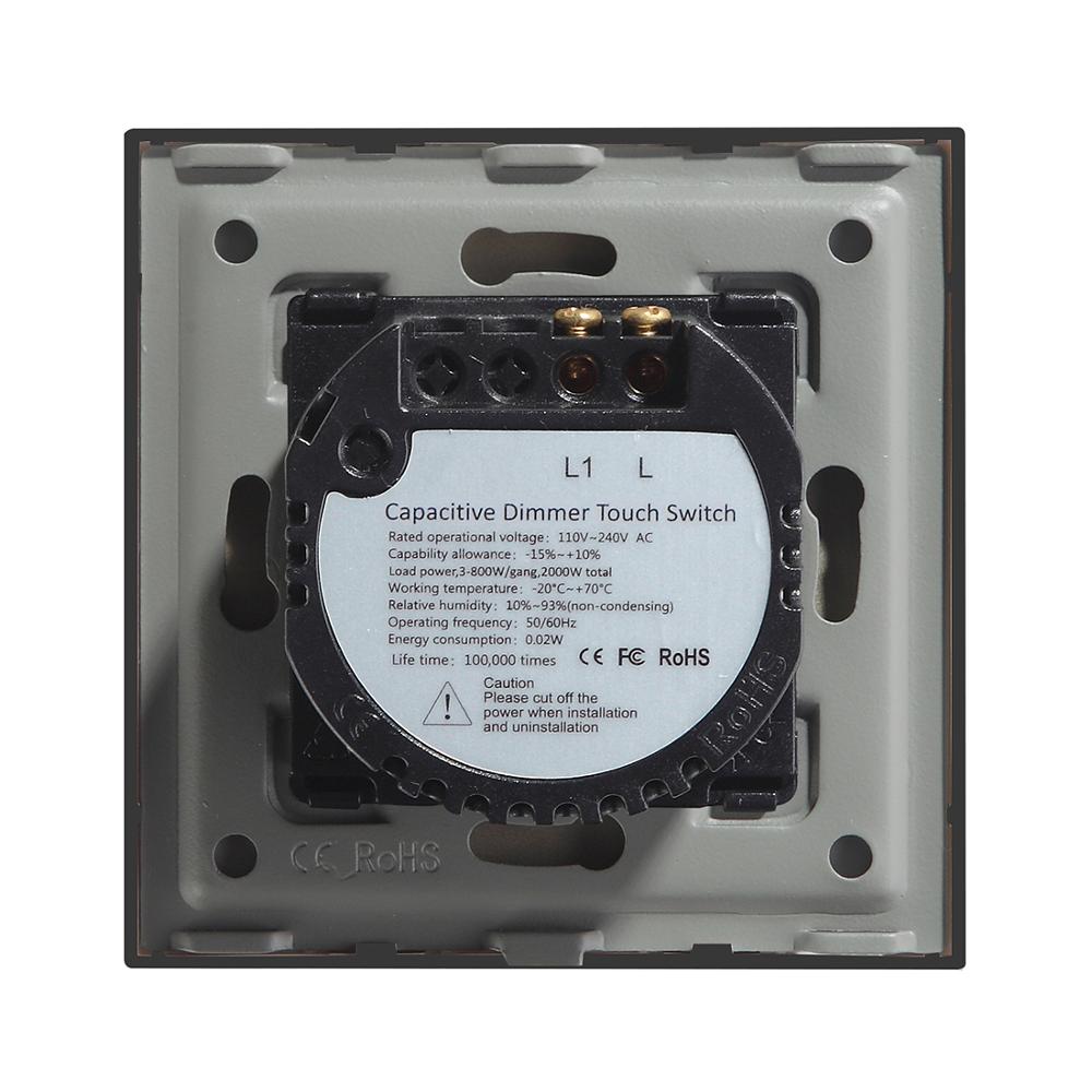 Bseed touch dæmper 1 gang 1 vej 2 vej eu standard 3 farver hvid sort gylden krystal panel touch skærm til dimmer led lys