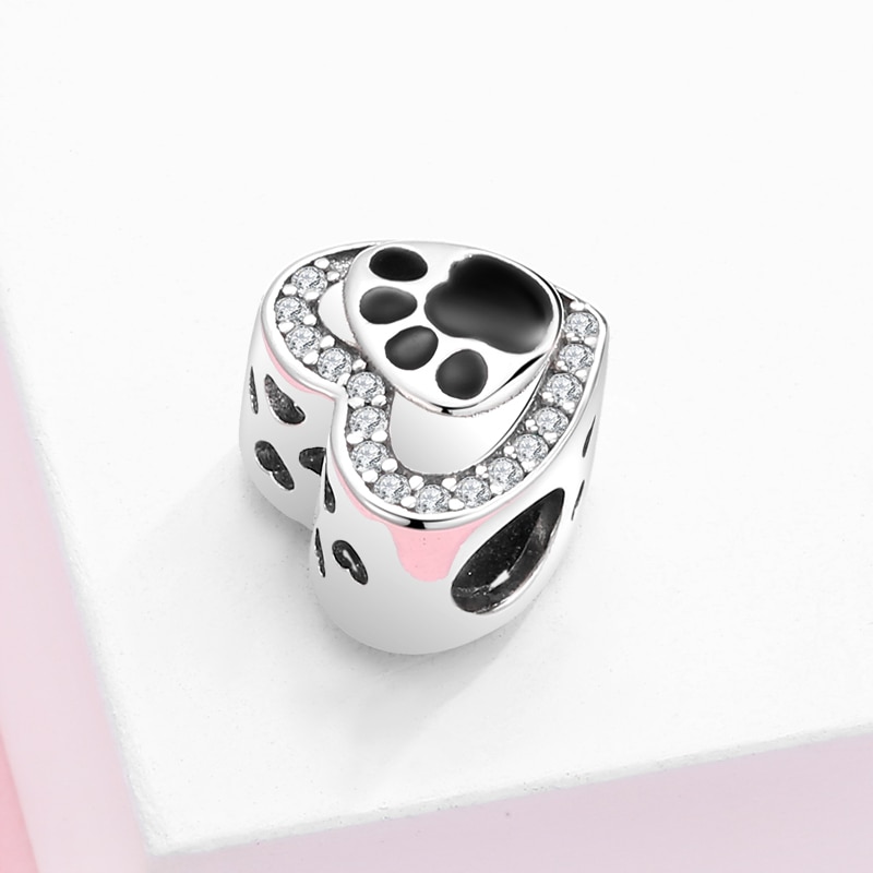 Charmante bedel in de vorm van een kattenpoot voor een originele zilveren armband, 925 sterling zilveren doe-het-zelf sieraden armband maken