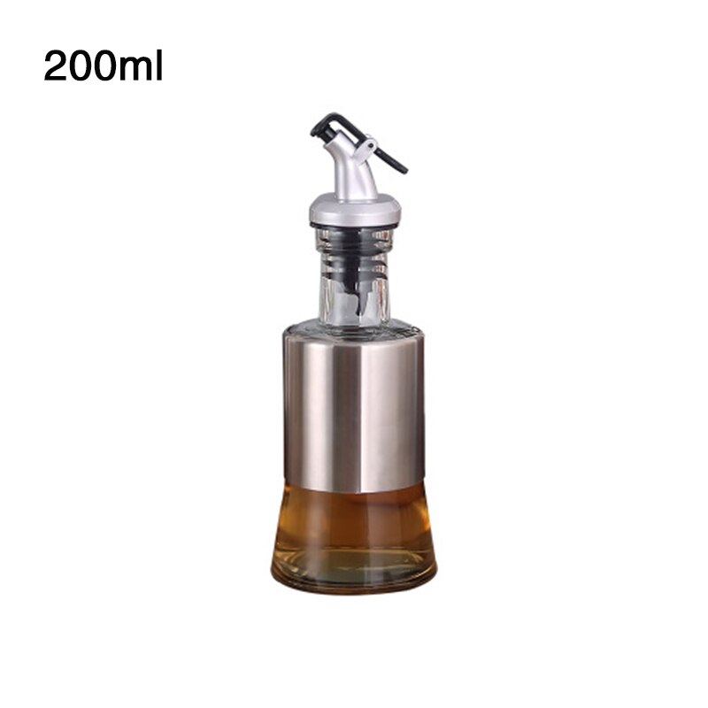 Botella de vidrio para cocina, recipiente de acero inoxidable para aceite, vinagre, vinagrera, almacenamiento, dispensador de salsa de soja, herramientas de cocina: 200ml