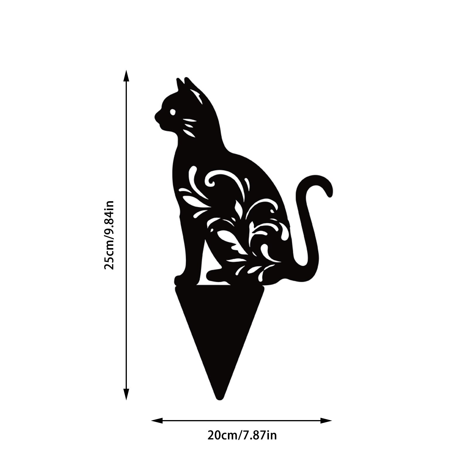 Black Cat Silhouette Stake Yard Art Acrylic Garden Decoration: D