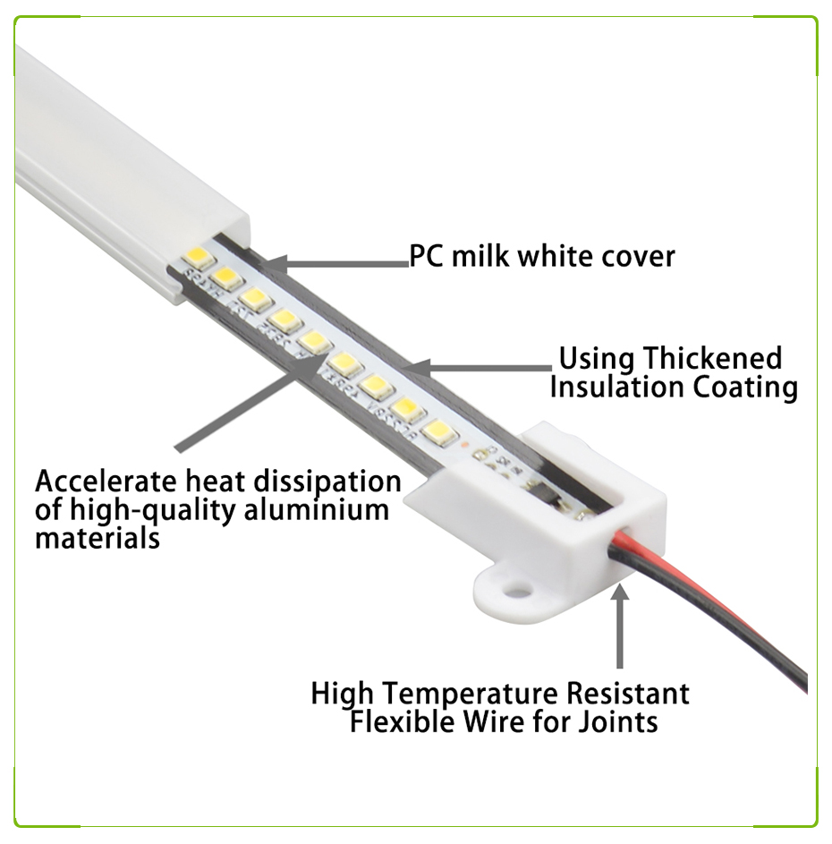 Tira de luces LED rígida de 30/40/50cm, tubo de reflector fluorescente LED impermeable de alto brillo para escaparate de industrias de Bar, 5 uds.