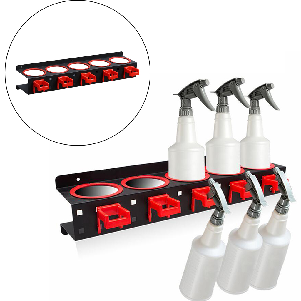 Spray Bottle Storage Rack Holder Bracket Wall Mounted bottle holder Display for Workplace Garage Organizer Car Wash Tool Rack