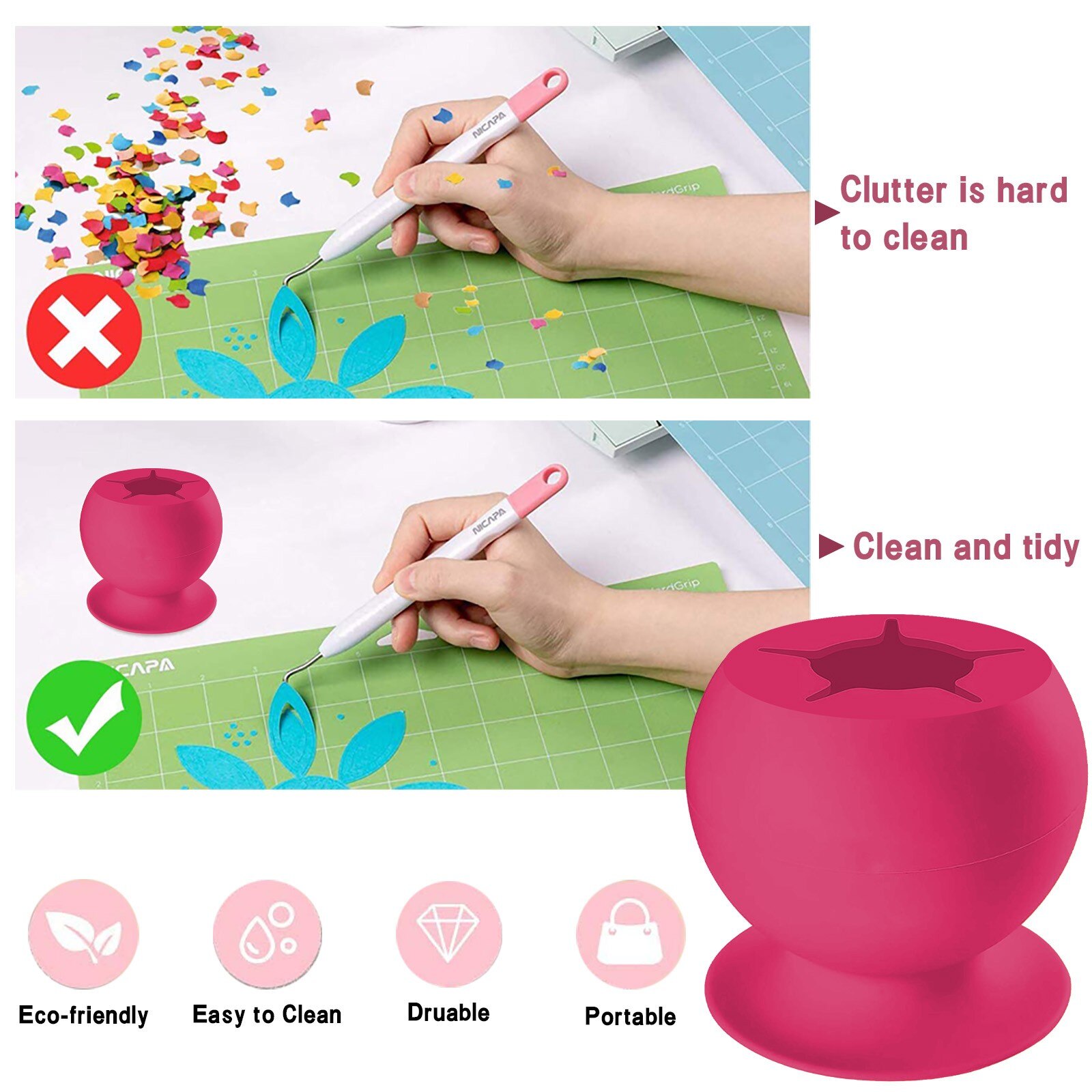 2PC Handicraft Waste Collector Suctioned Vinyl Weeding Scrap Storage Collector Craft Weeding Tool DIY Handicraft Storage Box