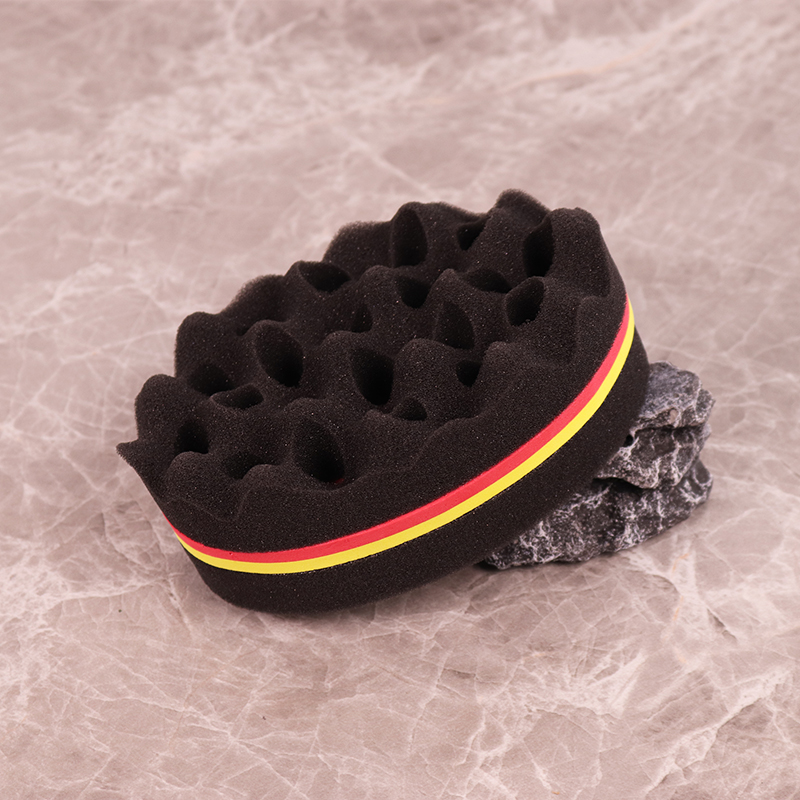 1 stks dubbelzijdig magic twist borstel spons kapsalon styling ovaal tweeërlei gebruik geperforeerd krullend haar spons golf haar tool: Black