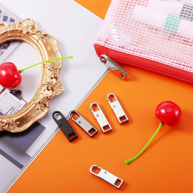 12Pcs Zipper Pull Tab Replacement Metal Zipper Handle Replacement Zipper Extender Handle Mend Fixer Repair Zipper Slider