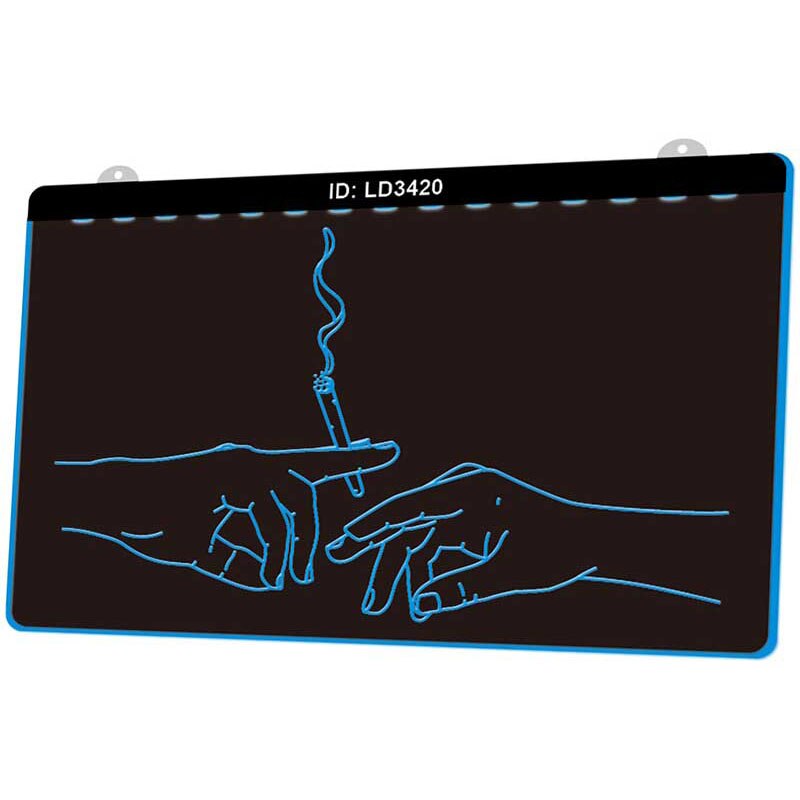 Ld3420 sigaretten handen met 3d gravure led lichtreclame meerdere kleuren gratis verkoop