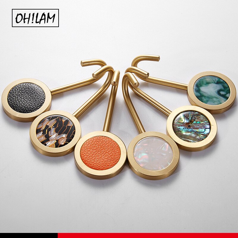 Self Stick Gold Brass Shell Decorative Wall Hooks Towel Rack Coat Hook Bath Jewelry Key Hangers Hallway Wall Clothes Bags Hook