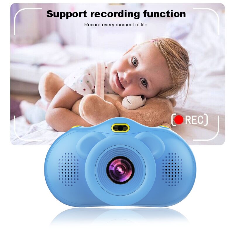 Mini-kindercamera met 2.4 inch scherm, 18mp dubbele lenzen, cartoon digitale camera voor kinderen, beste ondersteuning voor sd-kaart video-opname