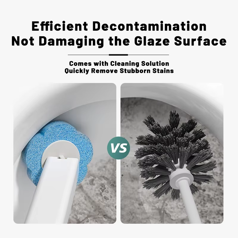 Limpiador de escobilla de baño desechable, Kit de limpieza de baño con mango largo, cabezal reemplazable, cepillo para inodoro, herramienta de accesorios para WC
