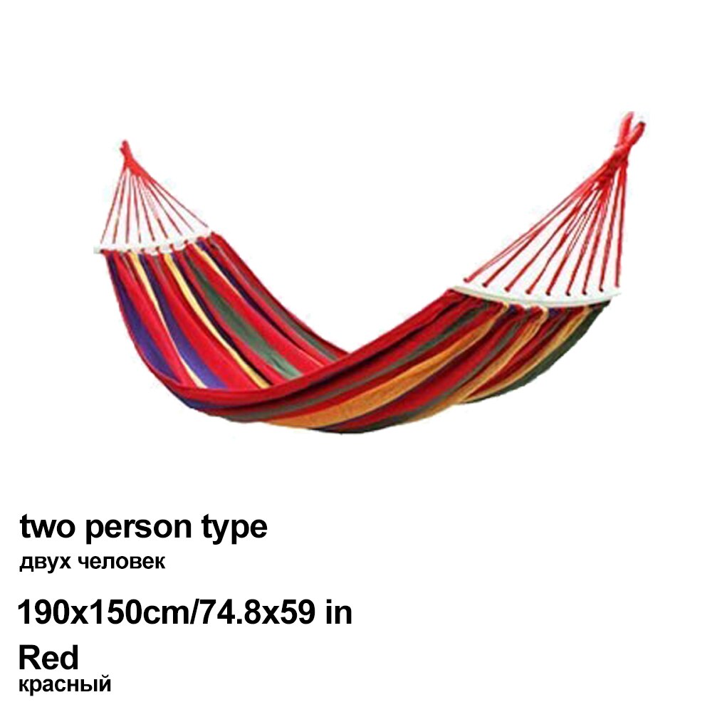 Portable Canvas Hammock Travelling Outdoor Picnic Wooden Swing Chair Camping Hanging Bed Garden Furniture with Backpack: Red(2 type)