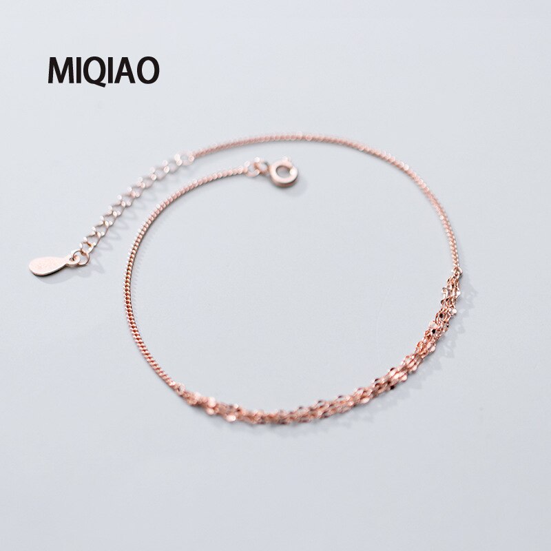 MIQIAO braccialetti alla caviglia in argento sterlina 925 per donna accessori da spiaggia estivi donna coreana semplice ornamenti per piedi catena per gambe