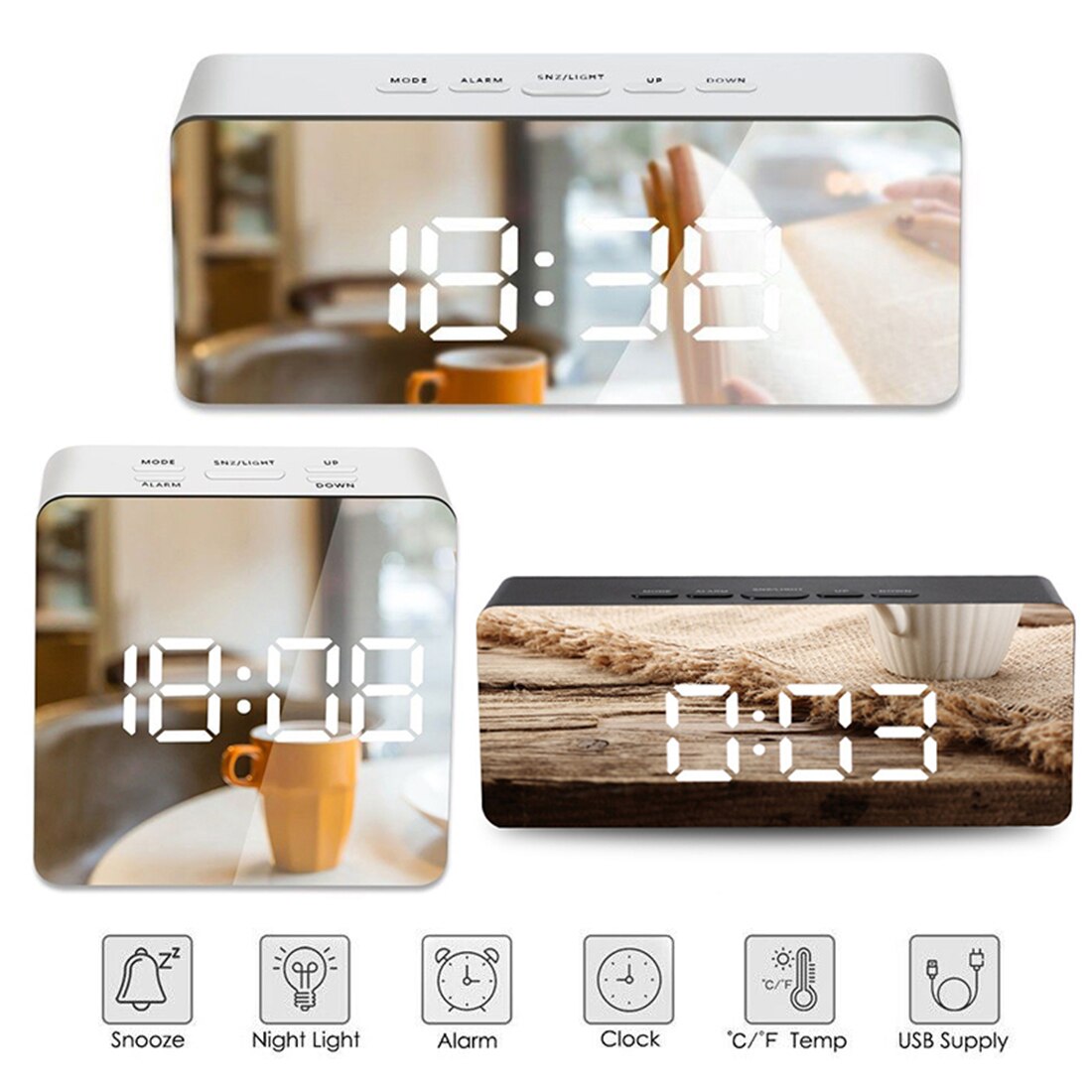 Electronic Table Clocks Large LED Digital Alarm Clock Temperature Display For Home Office Travel Desk Decoration Clock
