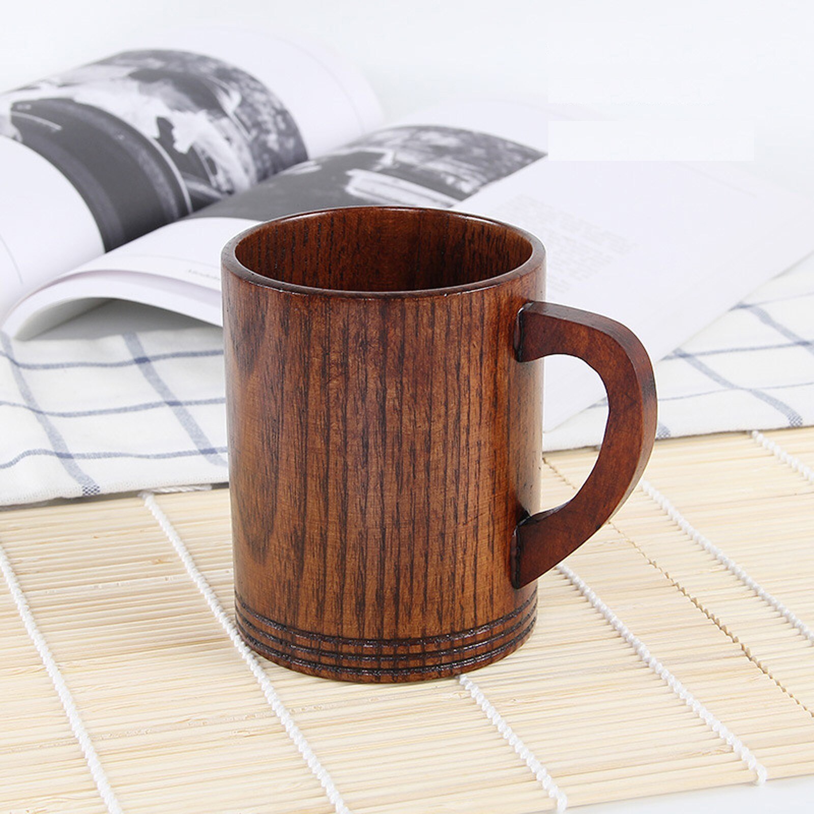 Vasos grandes de madera para el vientre hechos a mano, tazas de madera Natural para Cerveza, Té, café, leche, agua, Bar de cocina, vasos,: F
