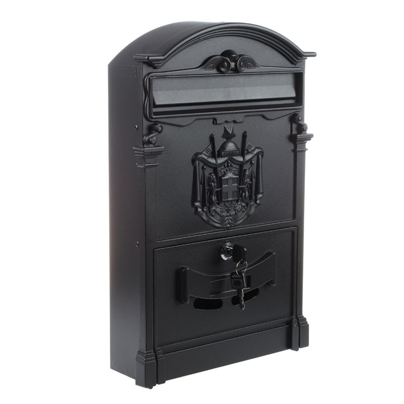 Heavy Duty Black Aluminium Lockable Secure Mail Letter Post Box Letterbox: Default Title