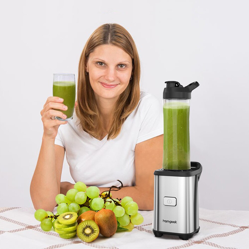 Homgeek Mini 350W de frutas y verduras Extractor de jugo de un solo servicio licuadora batidora procesador de alimentos mezcladoras viajes deporte tazas