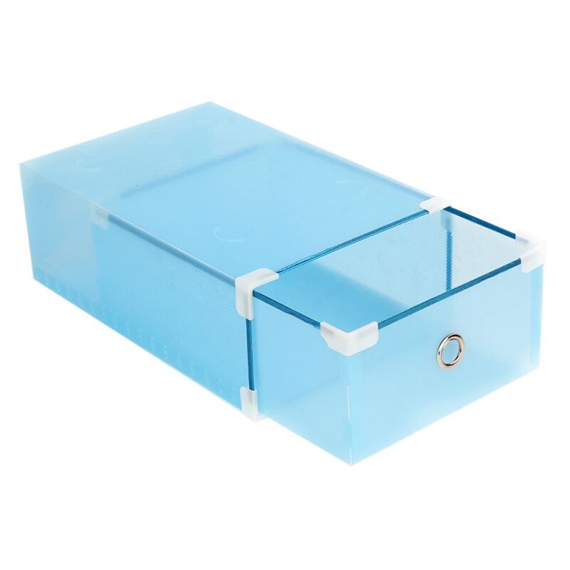 Rectangle Organizer Shoe Box Clear Stackable Home Space Saving Storage Container Plastic Foldable Shoe Drawer: L