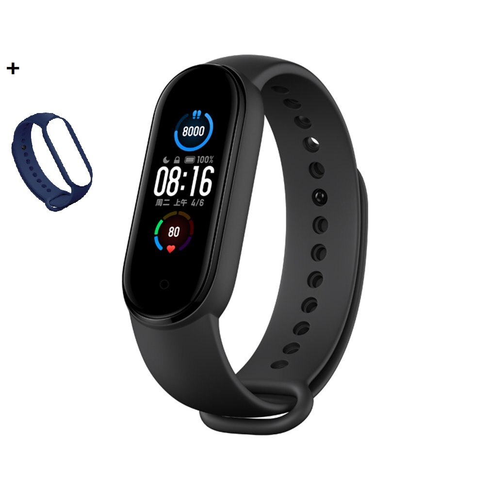 Newest Xiaomi Mi Band 5 Wristband 4 Color Heart Rate Fitness Tracker Bluetooth Sport Bracelet AMOLED Screen Miband 5: deep blue