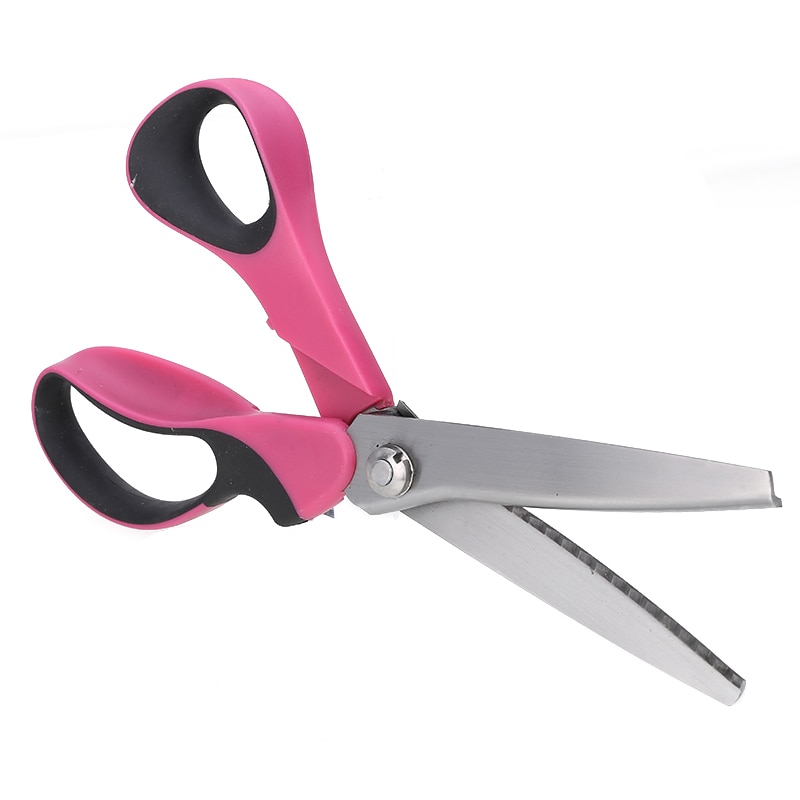 1pc sömnad skurna skräddare saxar rosa rostfria saxar klänningssydd tyg sax hantverk sicksack sax