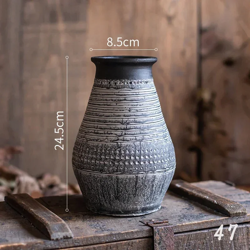 Maceteros antiguos de cerámica desgastada, jarrones de arcilla rústica para decoración de balcón, adornos prácticos de escritorio de oficina sin tiempo: Verde