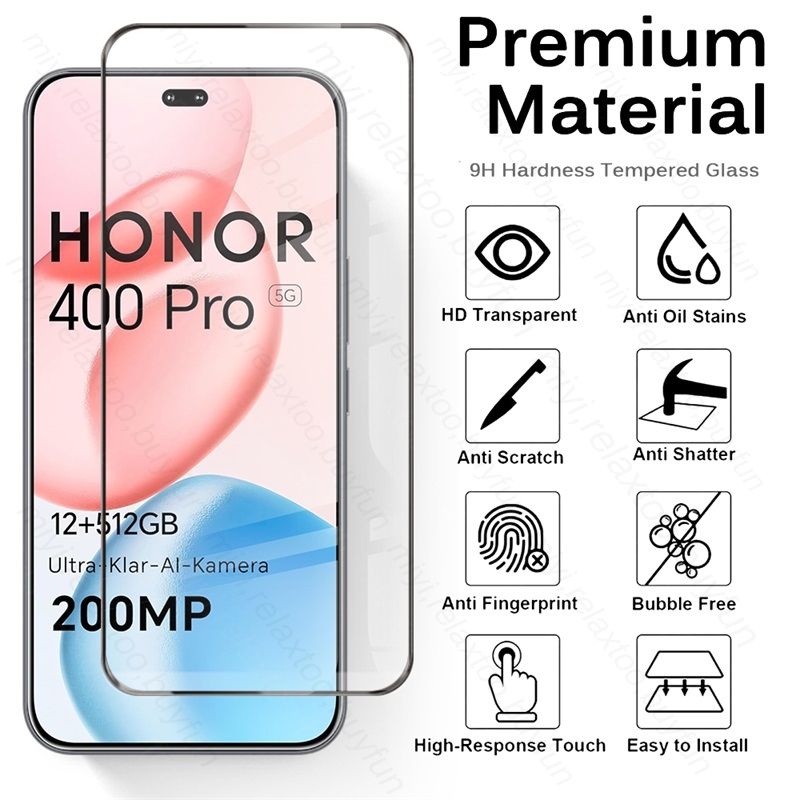 Protector de pantalla de vidrio templado curvo 6 en 1 9D para Honor 400 Pro 5G, cristal Protector de cámara en Honor400Pro Honor400 Honer 400
