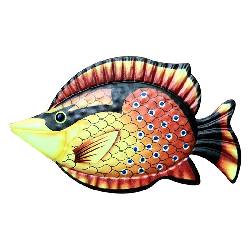 Metal Fish Wall Art For Home And Garden Decoration Outdoor Animales Jardin Colour Glass Statues Sculptures: OR