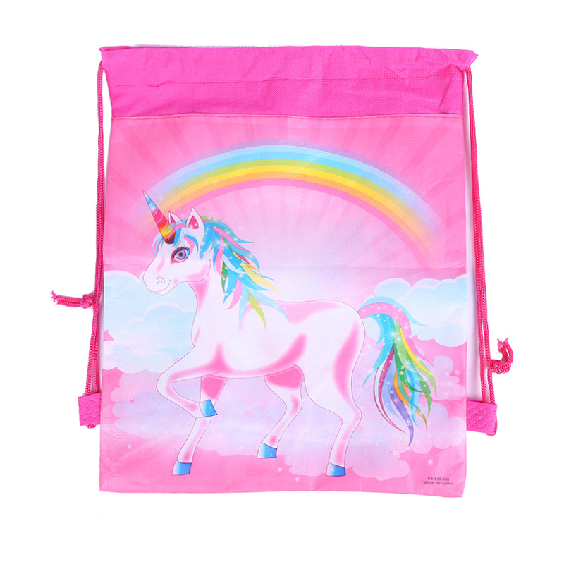 10 stk/parti piger favoriserer dejlige enhjørning mochila non-woven stoffer fødselsdagsfest baby shower dekorere blomst snoreposer: 2