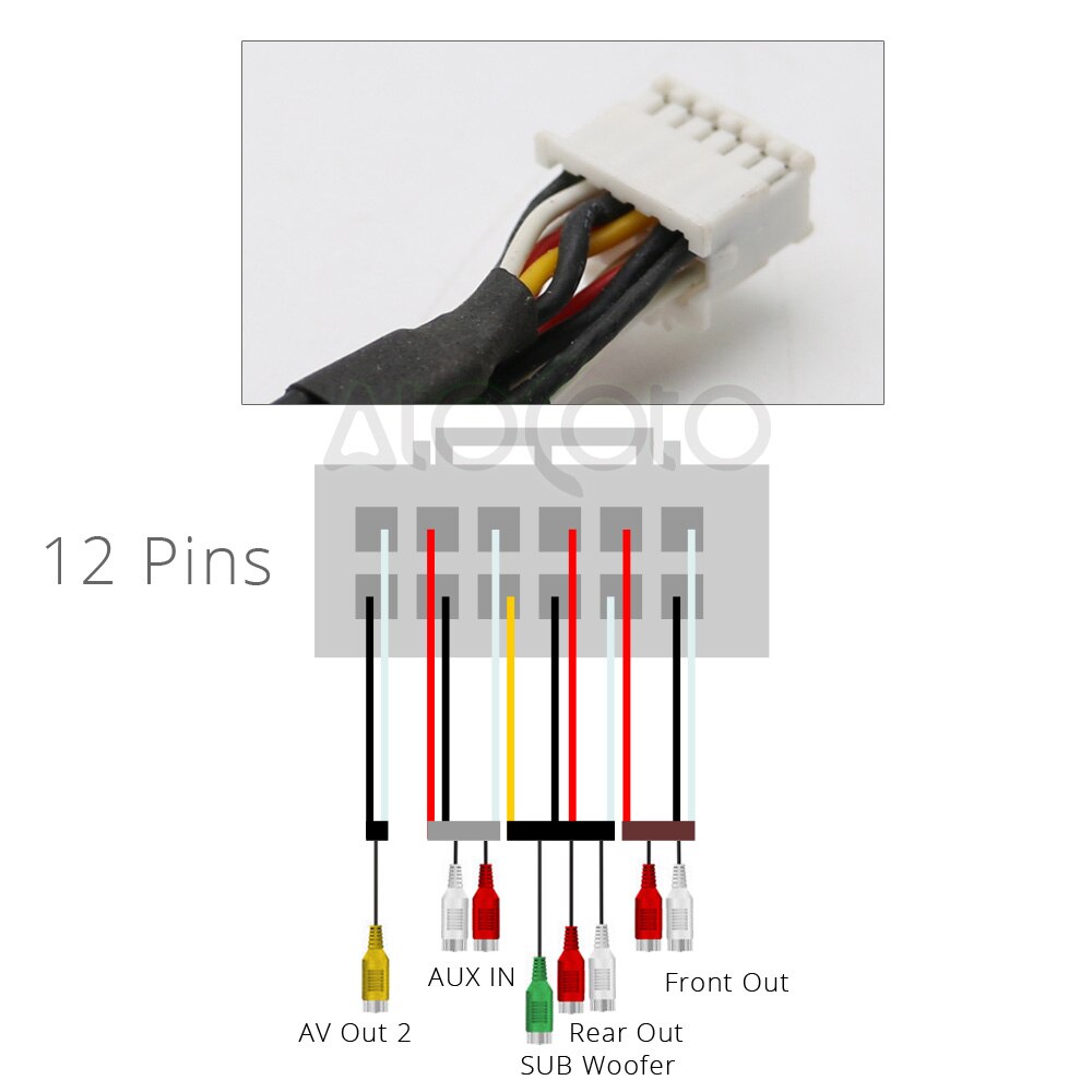 12 Pin Universal RCA Output Wire Harness Aux in Subwoofer Cable Adapter Wiring Connector Android Radio Car Accessories