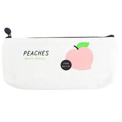 Estuche escolar Kawaii de lona para lápices de frutas y melocotón, estuche escolar para bolígrafos para niña, bolsa de lápices Kawaii, material escolar: 3