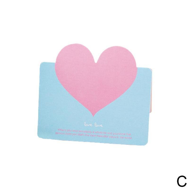 10pcs Mixed Color Love Heart Shape Greeting Card Wedding Valentine's Day Card Wedding Invitations Card Romantic Cards: C