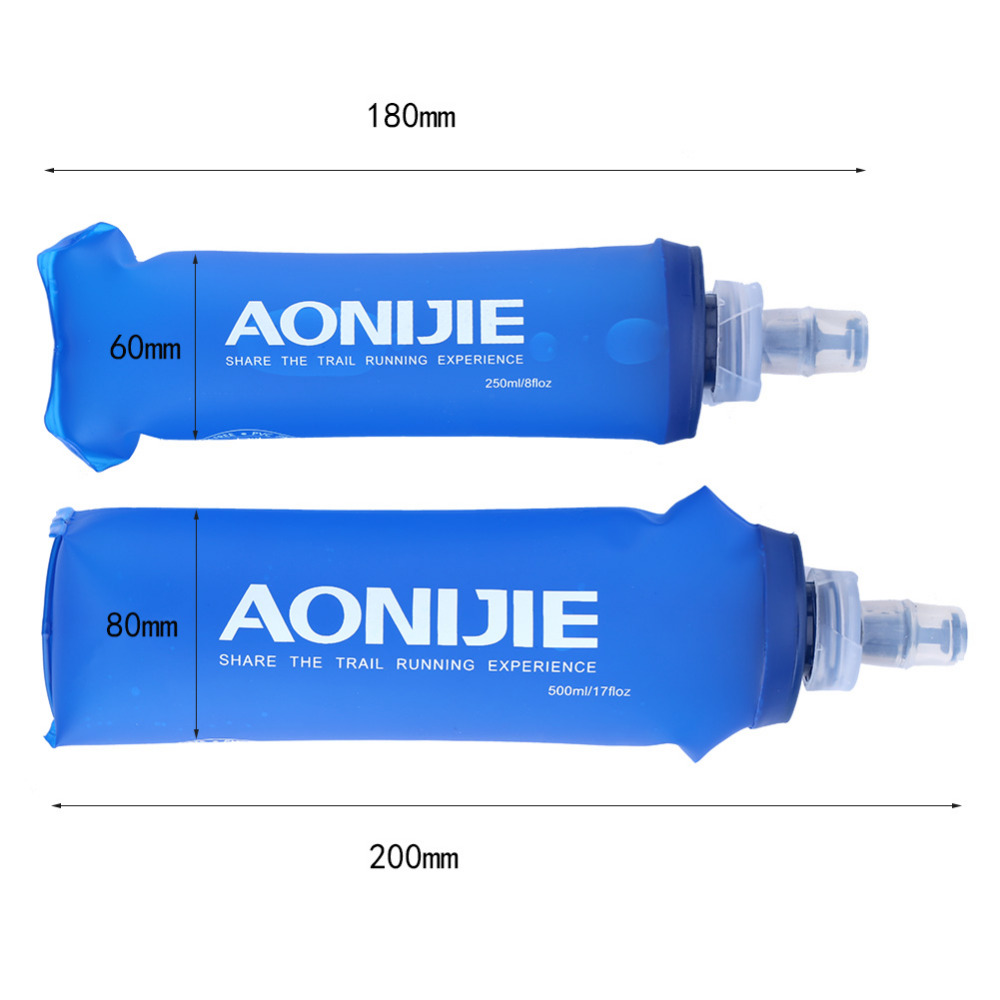 Aonijie 250ml 500ml tpu læskedrik vandflaske sammenfoldelig vandpose kolbe til udendørs sport camping sundhed gratis bpa