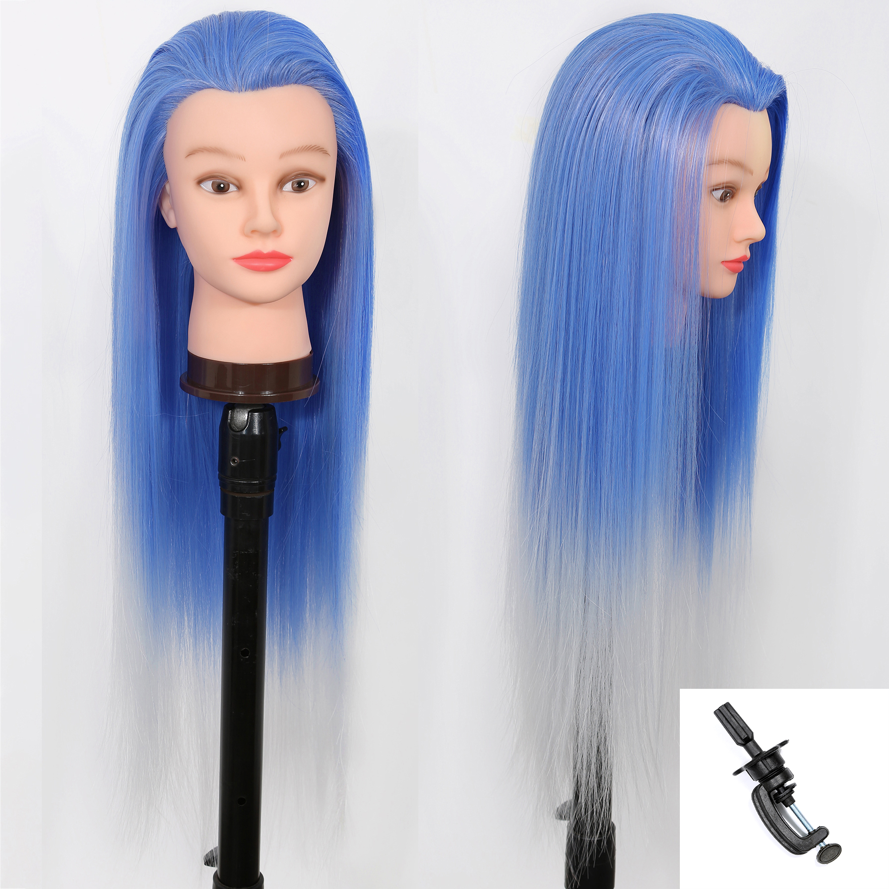 Mannequin Head Model With Long Synthetic Hair, Manikin Head Styling Hairdresser Training Head, Doll Head for Braiding Practice: Middle Brown