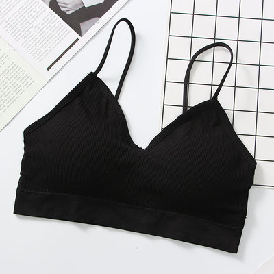 Tops de tubo para mujer, Sujetador deportivo sin huesos, Tops cortos para gimnasio, Bralette para trotar, ropa interior de Fitness para mujer: Negro