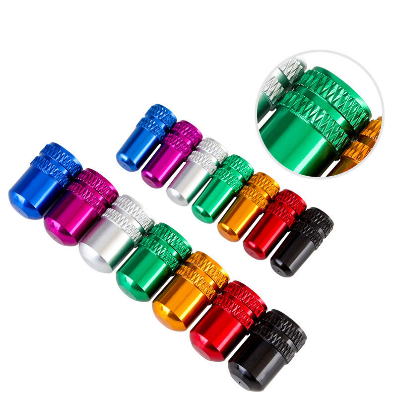 Fahrrad Reifen Ventil Kappe Aluminium Schrader/Presta Ventil Kappe Fahrrad Reifen Kappen Mit Vakuum Reifen Gesetz Mund Mutter Radfahren zubehör 2Pcs
