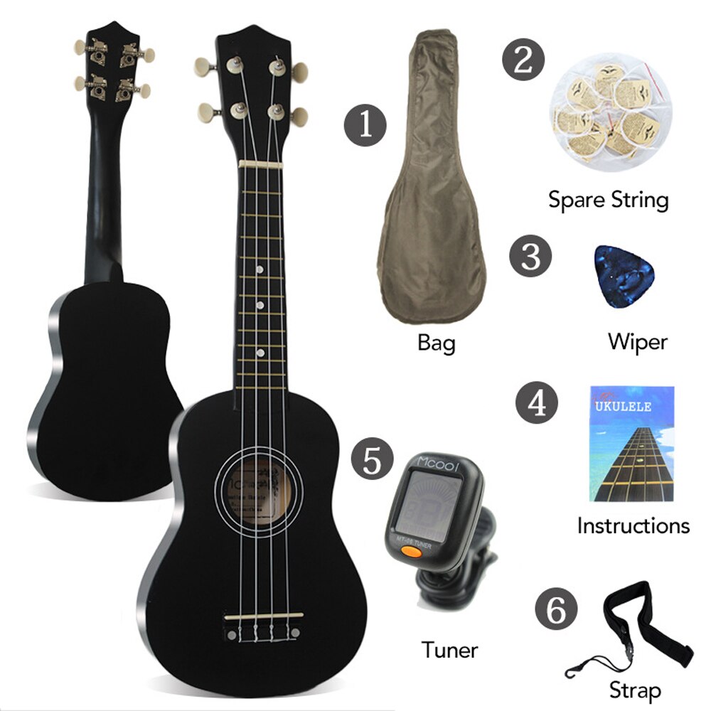 Ukulele palisander akustisk nylon 4 -strenget ukulele basguitar 21 " sopran ukulele for begyndere eller grundlæggende spillere ukulele koncert