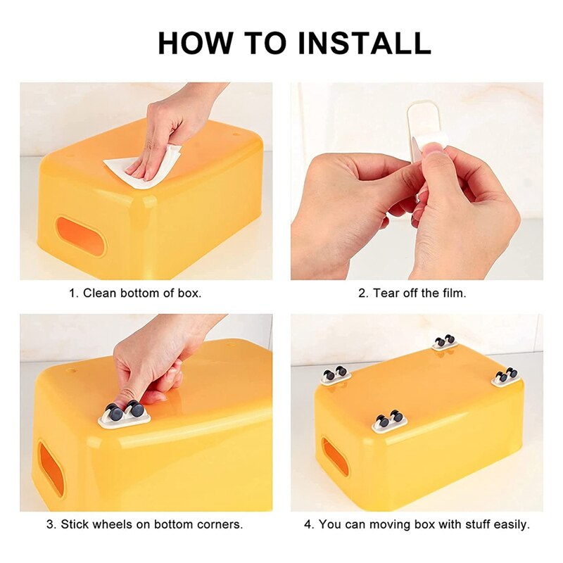 16 Stuks Zelfklevende Caster Wielen Zware Stok Op Wielen Mini Wielen Kleine Non Zwenkwielen Plastic Katrol