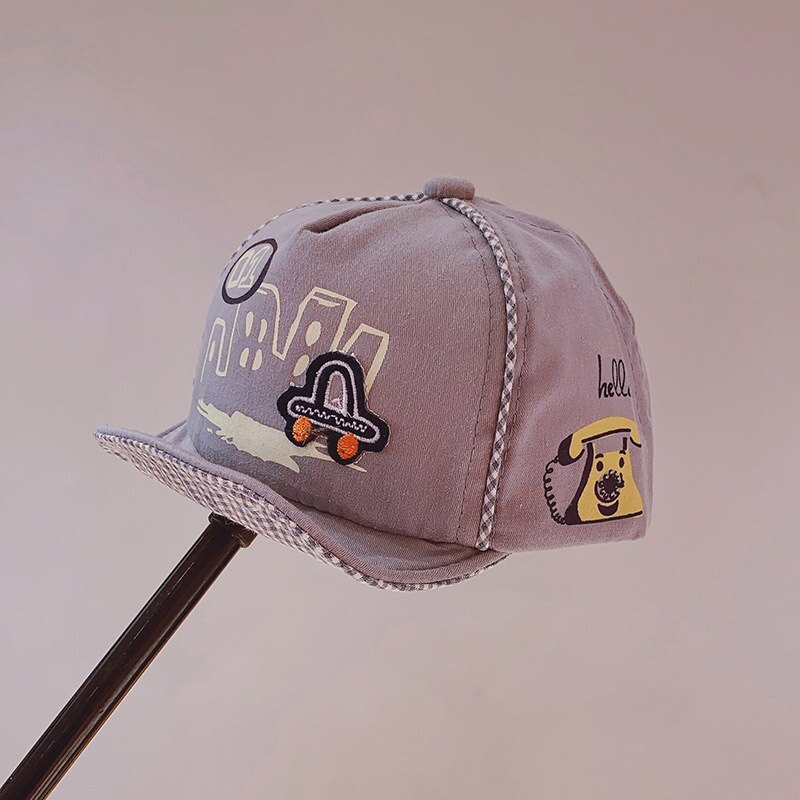 Kids Baseball Cap Cartoon Printed Children Girl Boy Beach Sun Hat Spring Summer Outdoor Toddler Snapback Cap: gray