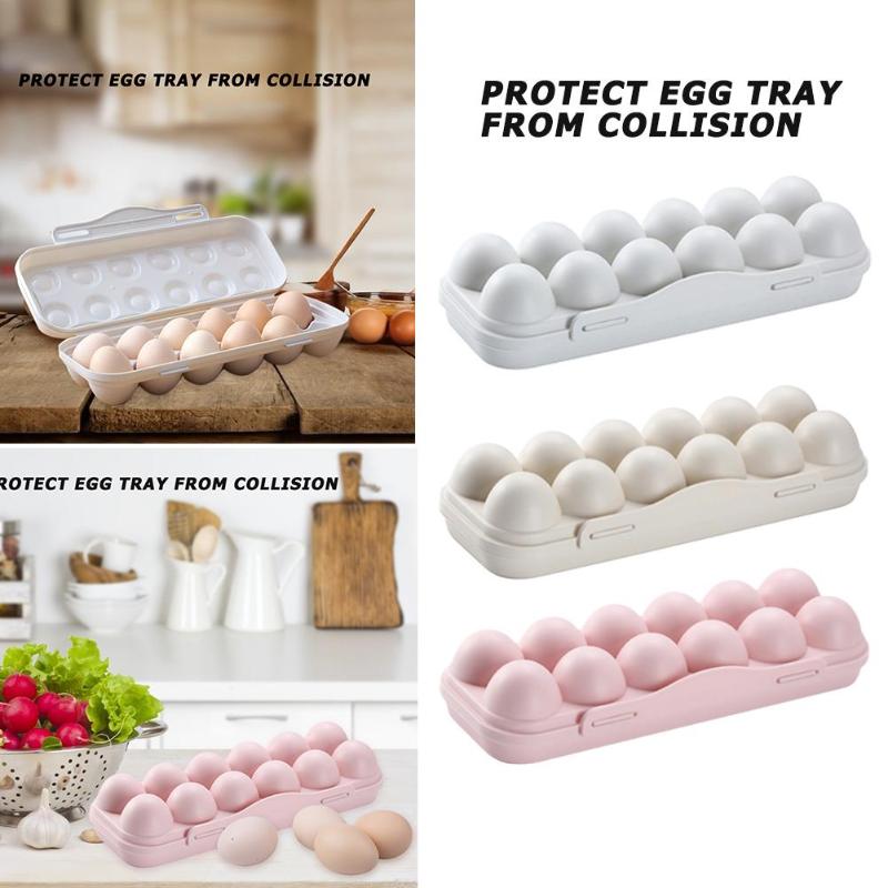 Holdbar ægbakkeholder anti-kollisionsskade køleskab 12 sæder opbevaringsboks skarpere container arrangør husholdningsartikler