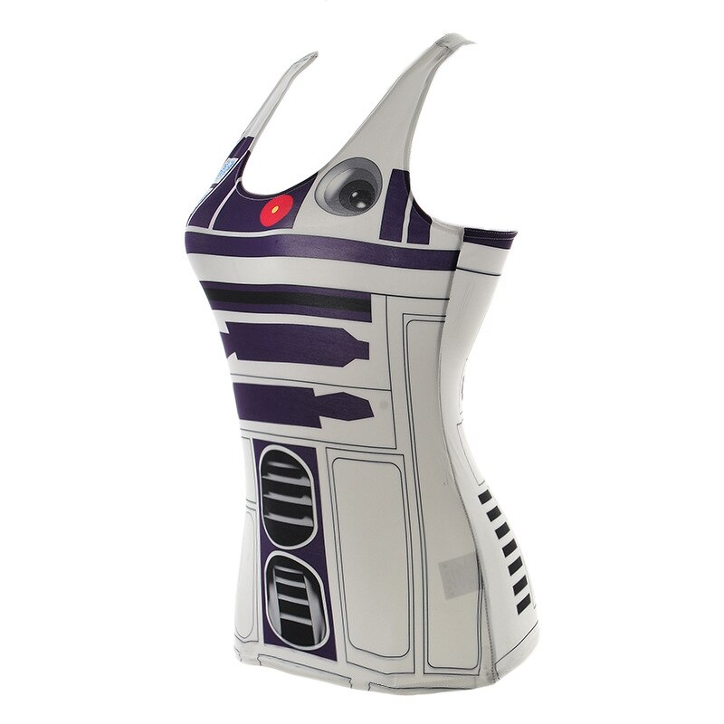Kvinder vest i-formet robot multi digital print dans piger spandex skin tights ærmeløse til bodybuilding fitness sport